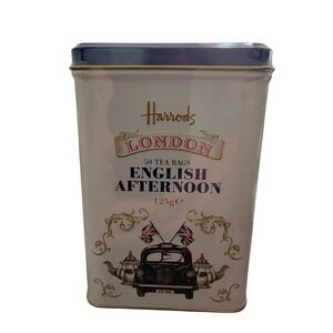 Harrods London English Afternoon‎ Tea Tin 50 Bags Collectible Tea Canister UK